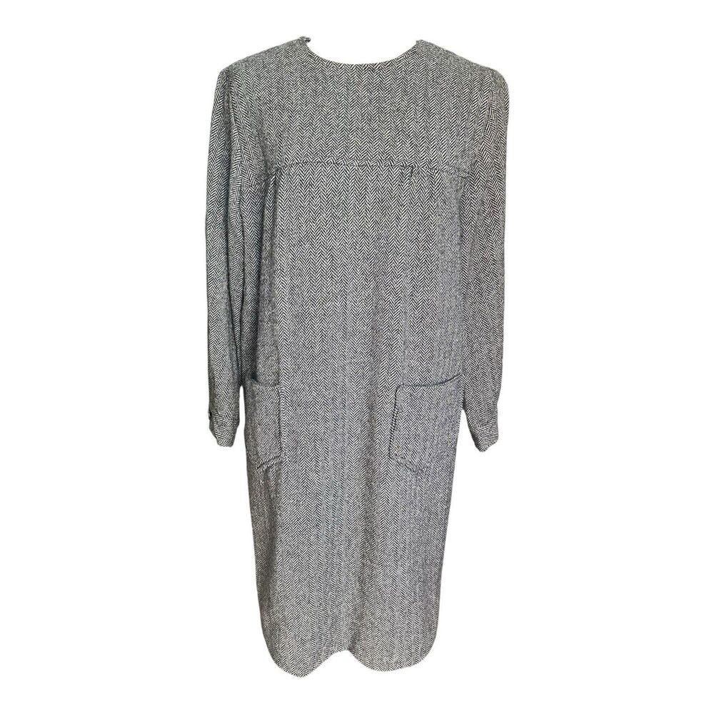 Vintage 60s Batelli Wool Maternity Dress Herringbone Mod M/L USA Made